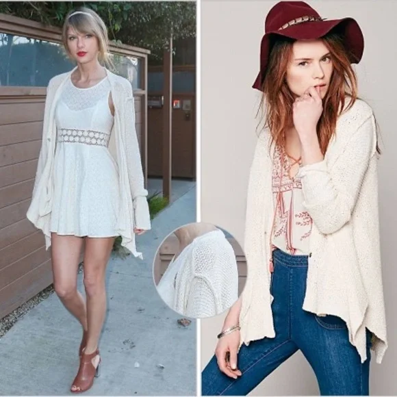 Free People Navy Shark Bite Knit Cardigan - Size S - Picture 2 of 10